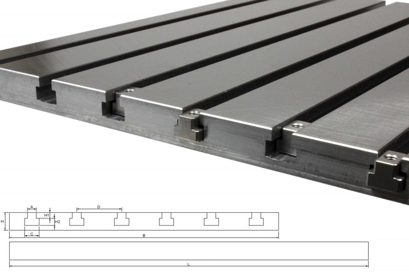 Finely Milled Steel T-slot plate 7030