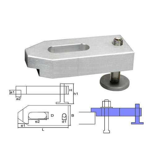 Height adjustable cast aluminum clamp M12